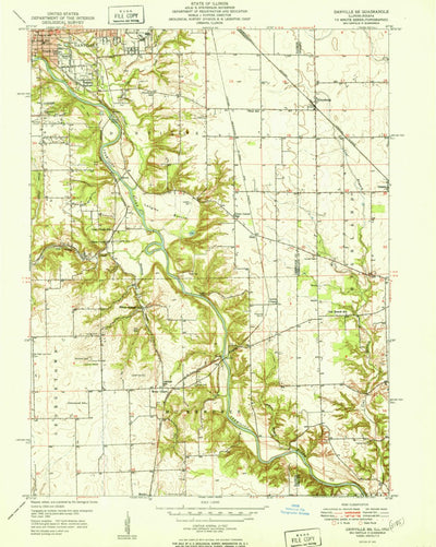 United States Geological Survey Danville SE, IL-IN (1951, 24000-Scale) digital map