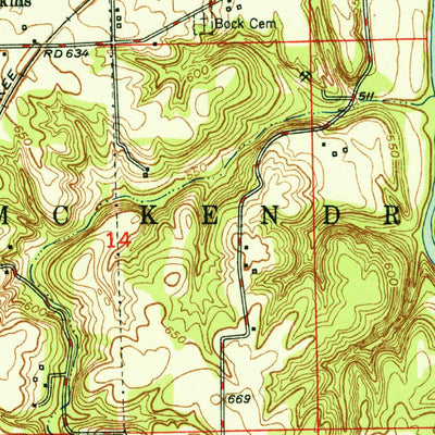 United States Geological Survey Danville SE, IL-IN (1951, 24000-Scale) digital map