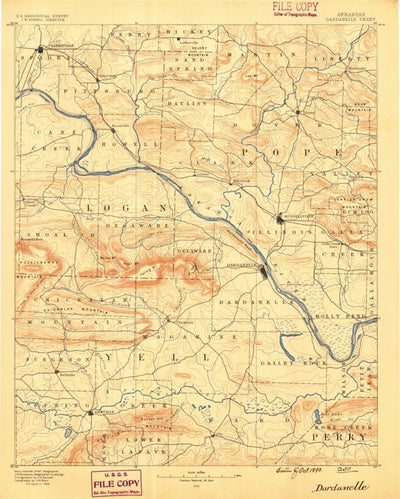 United States Geological Survey Dardanelle, AR (1890, 125000-Scale) digital map