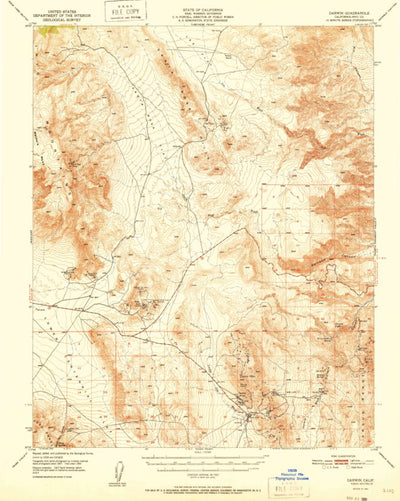 United States Geological Survey Darwin, CA (1951, 62500-Scale) digital map