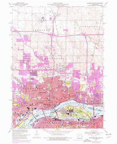 United States Geological Survey Davenport East, IA-IL (1953, 24000-Scale) digital map
