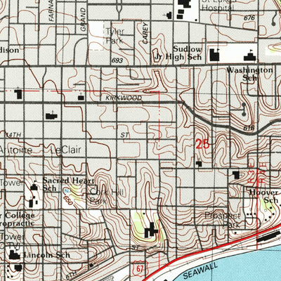 United States Geological Survey Davenport East, IA-IL (1993, 24000-Scale) digital map