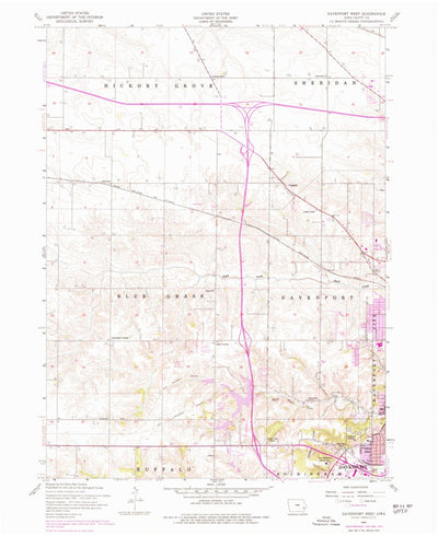 United States Geological Survey Davenport West, IA (1953, 24000-Scale) digital map