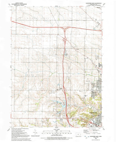 United States Geological Survey Davenport West, IA (1991, 24000-Scale) digital map