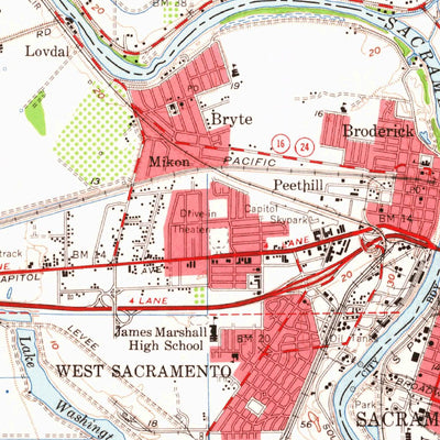 United States Geological Survey Davis, CA (1954, 62500-Scale) digital map