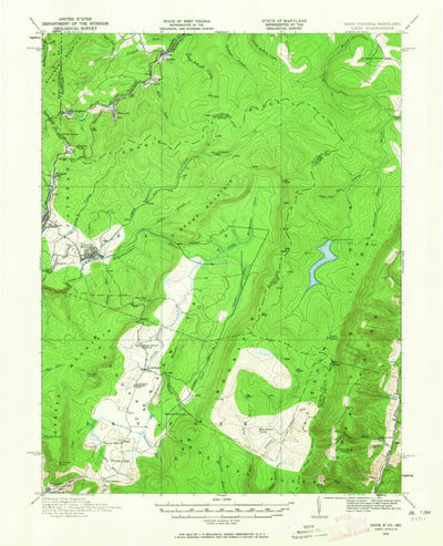 United States Geological Survey Davis, WV-MD (1919, 62500-Scale) digital map