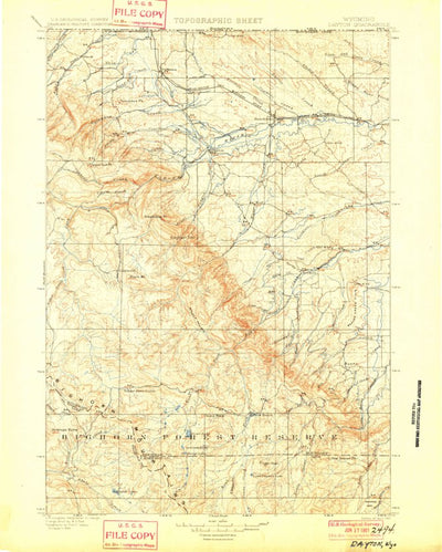 United States Geological Survey Dayton, WY-MT (1901, 125000-Scale) digital map