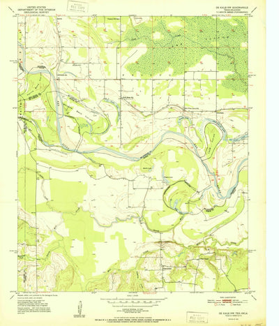 United States Geological Survey De Kalb NW, TX-OK (1951, 24000-Scale) digital map