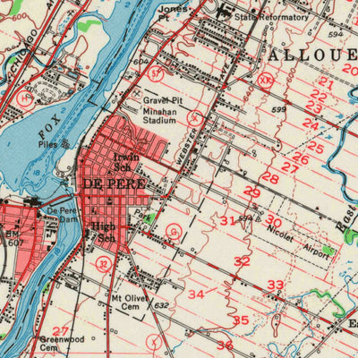 United States Geological Survey De Pere, WI (1954, 62500-Scale) digital map