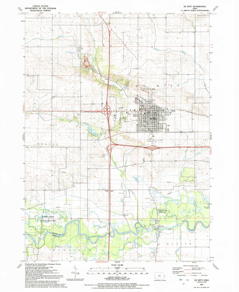 De Witt, IA (1991, 24000Scale) Map by United States Geological Survey
