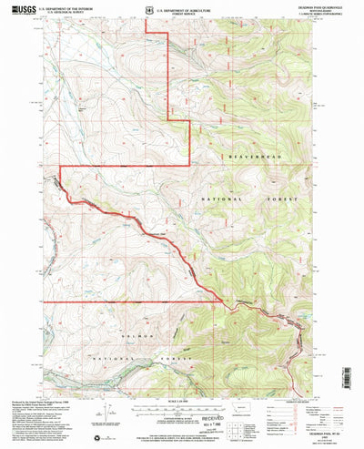 United States Geological Survey Deadman Pass, MT-ID (1997, 24000-Scale) digital map
