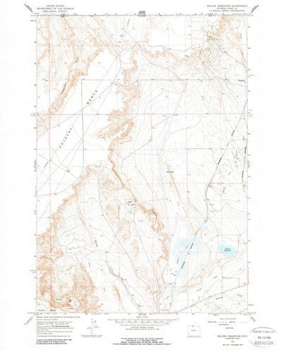 United States Geological Survey Deaver Reservoir, WY (1966, 24000-Scale) digital map