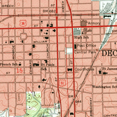 United States Geological Survey Decatur, IL (1967, 24000-Scale) digital map
