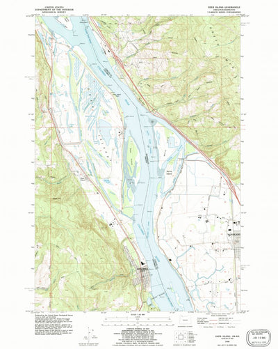 United States Geological Survey Deer Island, OR-WA (1990, 24000-Scale) digital map