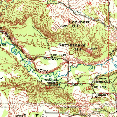 United States Geological Survey Deer Park, WA (1949, 62500-Scale) digital map