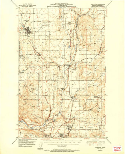 United States Geological Survey Deer Park, WA (1951, 62500-Scale) digital map