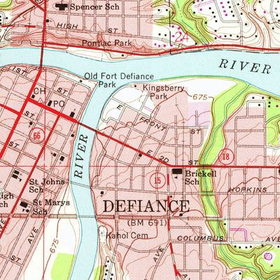 United States Geological Survey Defiance East, OH (1959, 24000-Scale) digital map
