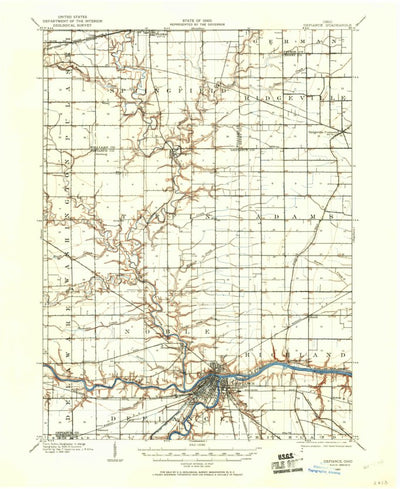 United States Geological Survey Defiance, OH (1907, 62500-Scale) digital map