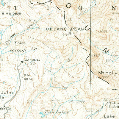 United States Geological Survey Delano Peak, UT (1937, 62500-Scale) digital map