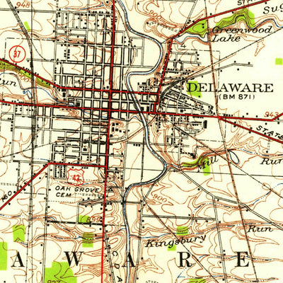 United States Geological Survey Delaware, OH (1924, 62500-Scale) digital map