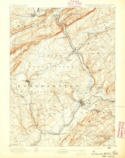 United States Geological Survey Delaware Water Gap, PA-NJ (1893, 62500-Scale) digital map