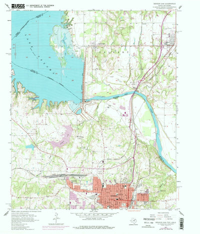 United States Geological Survey Denison Dam, TX-OK (1957, 24000-Scale) digital map