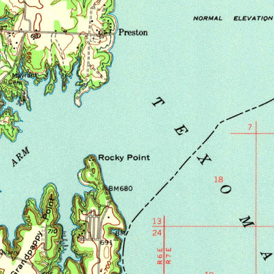 United States Geological Survey Denison Dam, TX-OK (1958, 62500-Scale) digital map