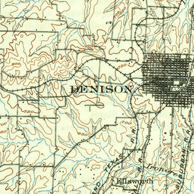 United States Geological Survey Denison, TX-OK (1901, 125000-Scale) digital map