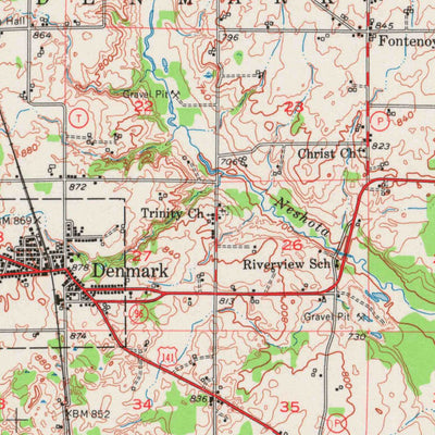 United States Geological Survey Denmark, WI (1954, 62500-Scale) digital map