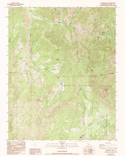 United States Geological Survey Dennison Peak, CA (1986, 24000-Scale) digital map