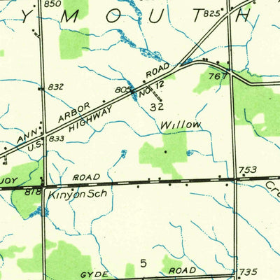 United States Geological Survey Denton, MI (1936, 31680-Scale) digital map