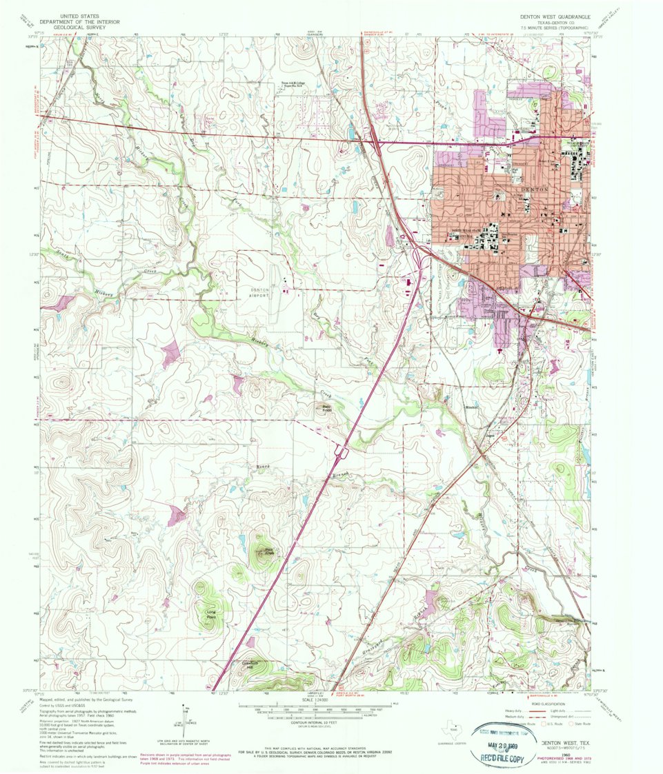 Denton West, TX (1960, 24000Scale) Map by United States Geological