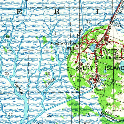 United States Geological Survey Derouen, LA (1937, 62500-Scale) digital map