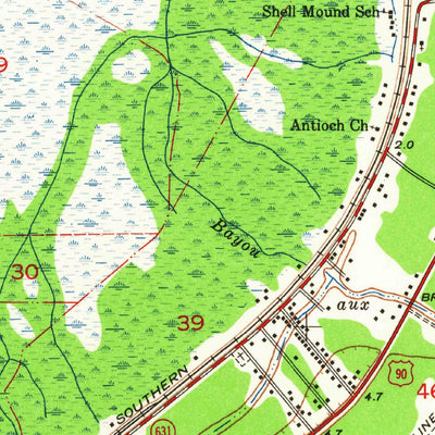 United States Geological Survey Des Allemands, LA (1952, 24000-Scale) digital map