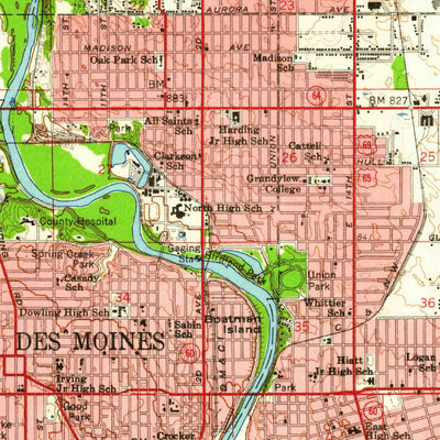 United States Geological Survey Des Moines, IA (1956, 62500-Scale) digital map