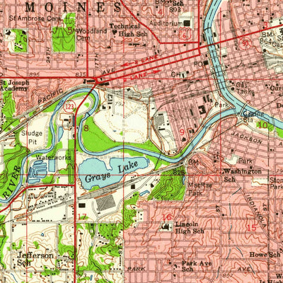United States Geological Survey Des Moines, IA (1956, 62500-Scale) digital map