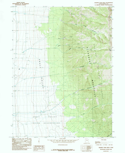 United States Geological Survey Deseret Peak West, UT (1985, 24000-Scale) digital map