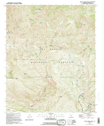 United States Geological Survey Devils Heart Peak, CA (1991, 24000-Scale) digital map
