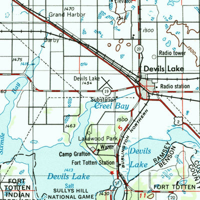 United States Geological Survey Devils Lake, ND (1953, 250000-Scale) digital map