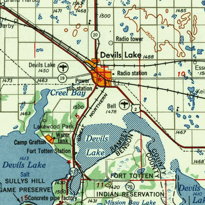 United States Geological Survey Devils Lake, ND (1956, 250000-Scale) digital map