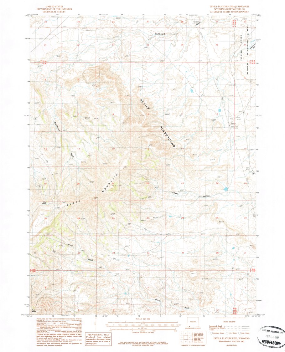 Devils Playground, WY (1987, 24000-Scale) Map by United States