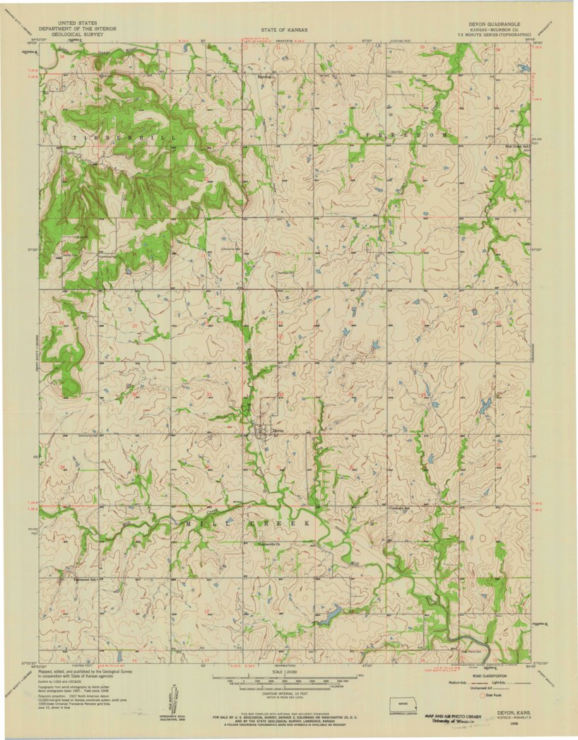 Devon, KS (1958, 24000-Scale) Map by United States Geological Survey ...