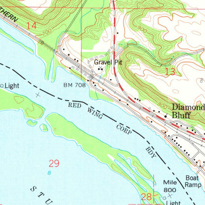 United States Geological Survey Diamond Bluff West, WI-MN (1974, 24000-Scale) digital map
