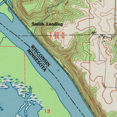 United States Geological Survey Diamond Bluff West, WI-MN (1992, 24000-Scale) digital map