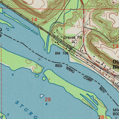 United States Geological Survey Diamond Bluff West, WI-MN (1992, 24000-Scale) digital map