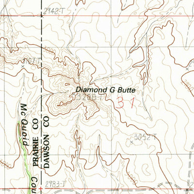 United States Geological Survey Diamond G Butte, MT (1983, 24000-Scale) digital map
