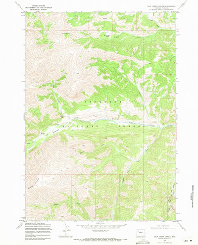 United States Geological Survey Dick Creek Lakes, WY (1969, 24000-Scale) digital map