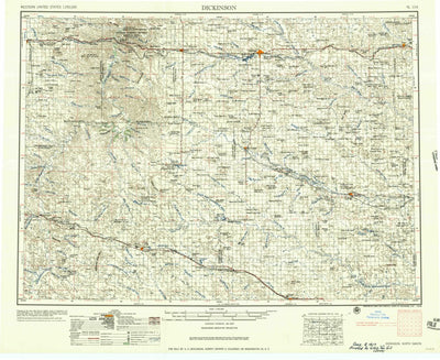 United States Geological Survey Dickinson, ND (1957, 250000-Scale) digital map