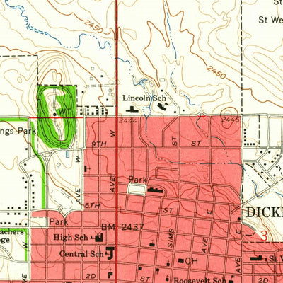 United States Geological Survey Dickinson North, ND (1959, 24000-Scale) digital map