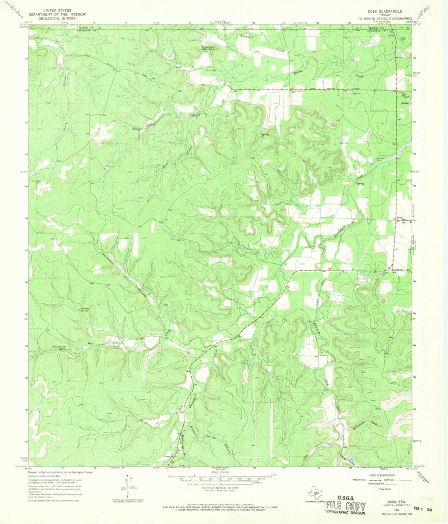 Doss, TX (1967, 24000-Scale) Map by United States Geological Survey ...